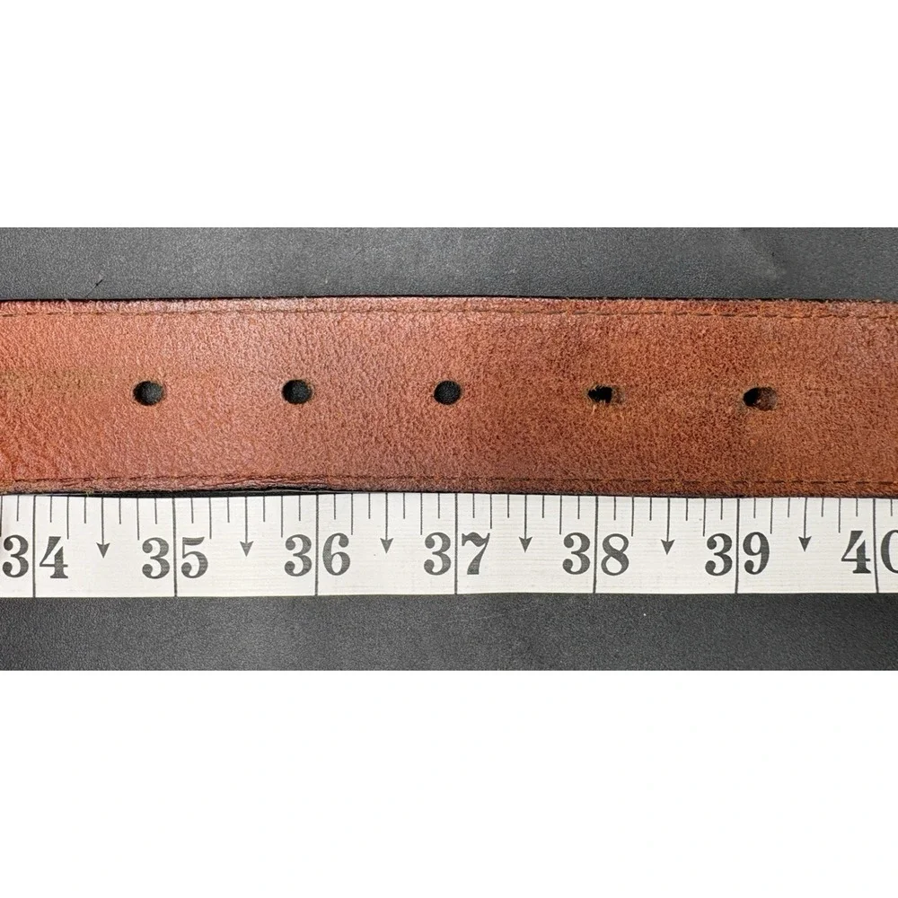 Fossil Men's Brown Leather Belt 90/36 Silver Buckle MB102222236 US Seller GUC